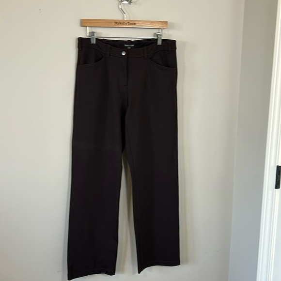 EILEEN FISHER Straight Jean Chocolate Brown Straight Leg Mid Rise Pant Sz M NEW - Picture 2 of 10